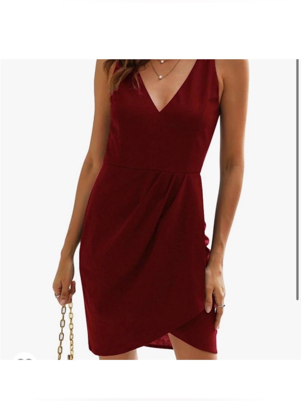 Manydress Asymmetrical Ruched V-Neck Dress size small